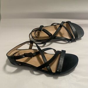 Women’s ABEO SAMANTHA, Strappy Comfort Sandal. Leather, Black. Size 9.